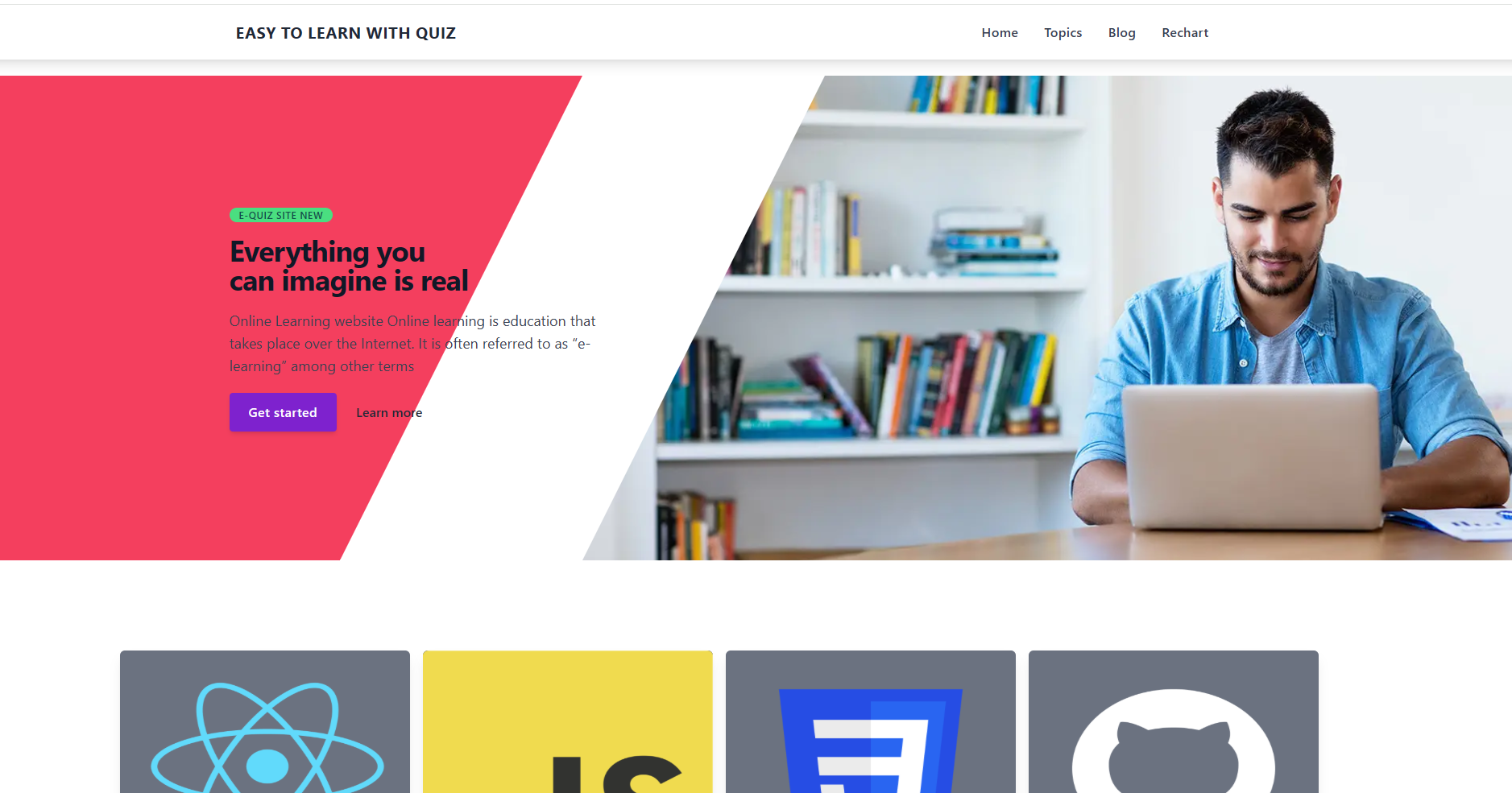 Easy to Learn with Quiz — website preview