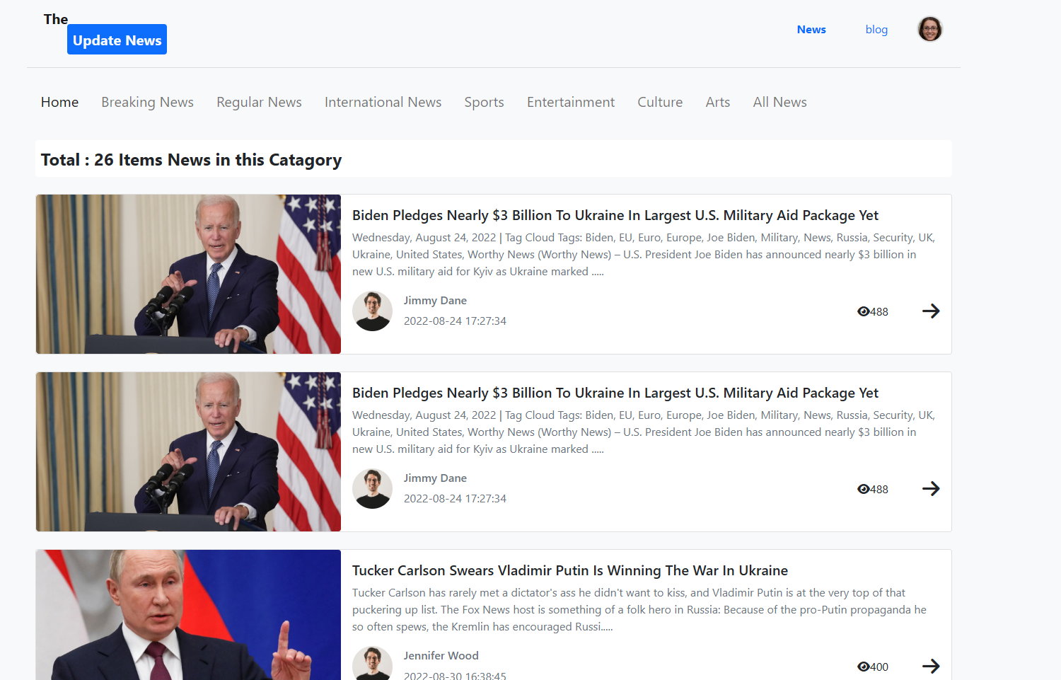 The Update News — website preview